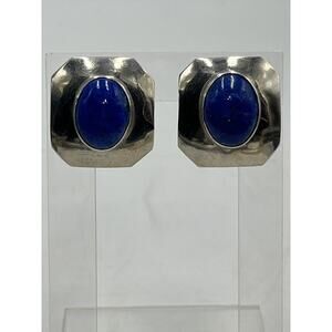 Jessie Claw Navajo‎ Native American Signed Sterling Blue Lapis Lazuli Earrings